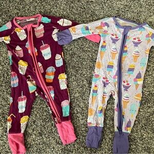 Bundle of 2 Little Sleepies Zipper Footies (Coffee and Ice Cream)
